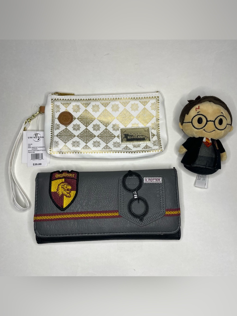 Bundle of 3 Harry Potter Items - Loungefly Tri-Fold Wallet, Wristlet, Itty Bitty